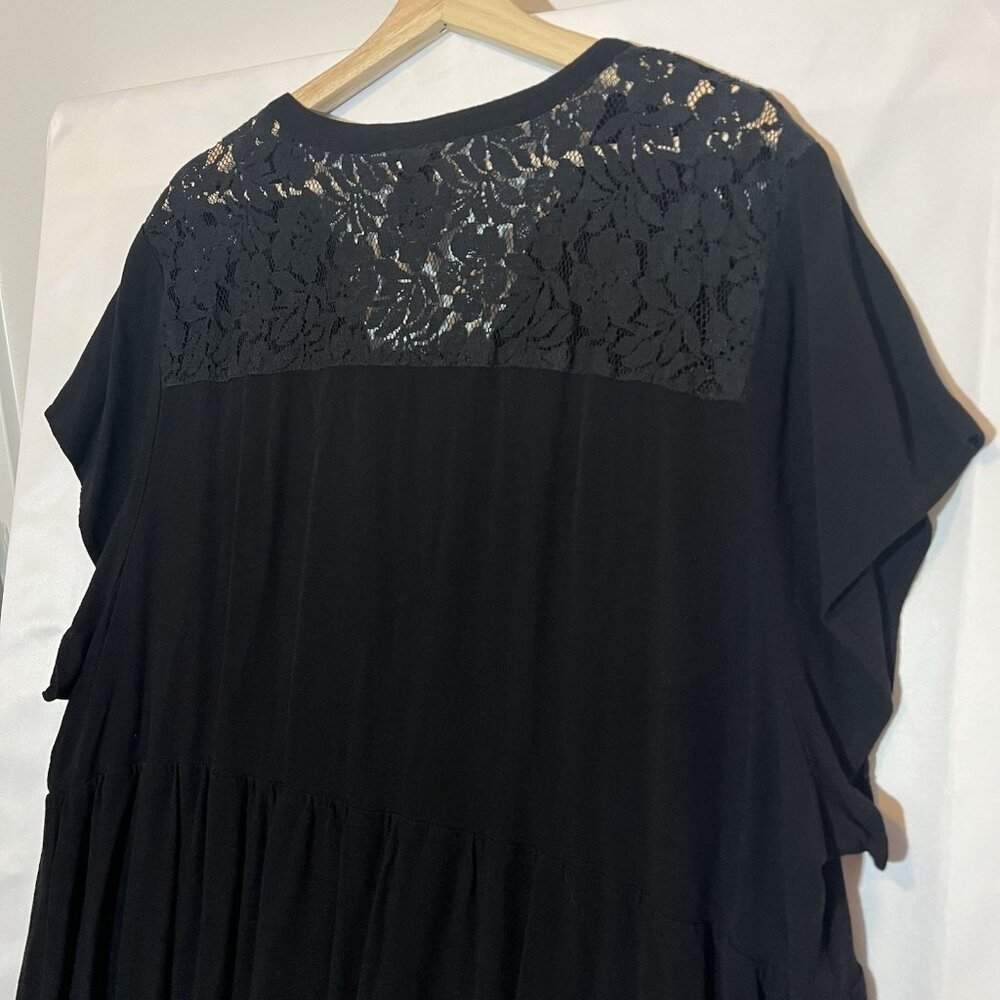 Torrid 4 Women Top Plus Size 4X Black Stretch Short Sleeve Lightweight Lace - Picture 8 of 9